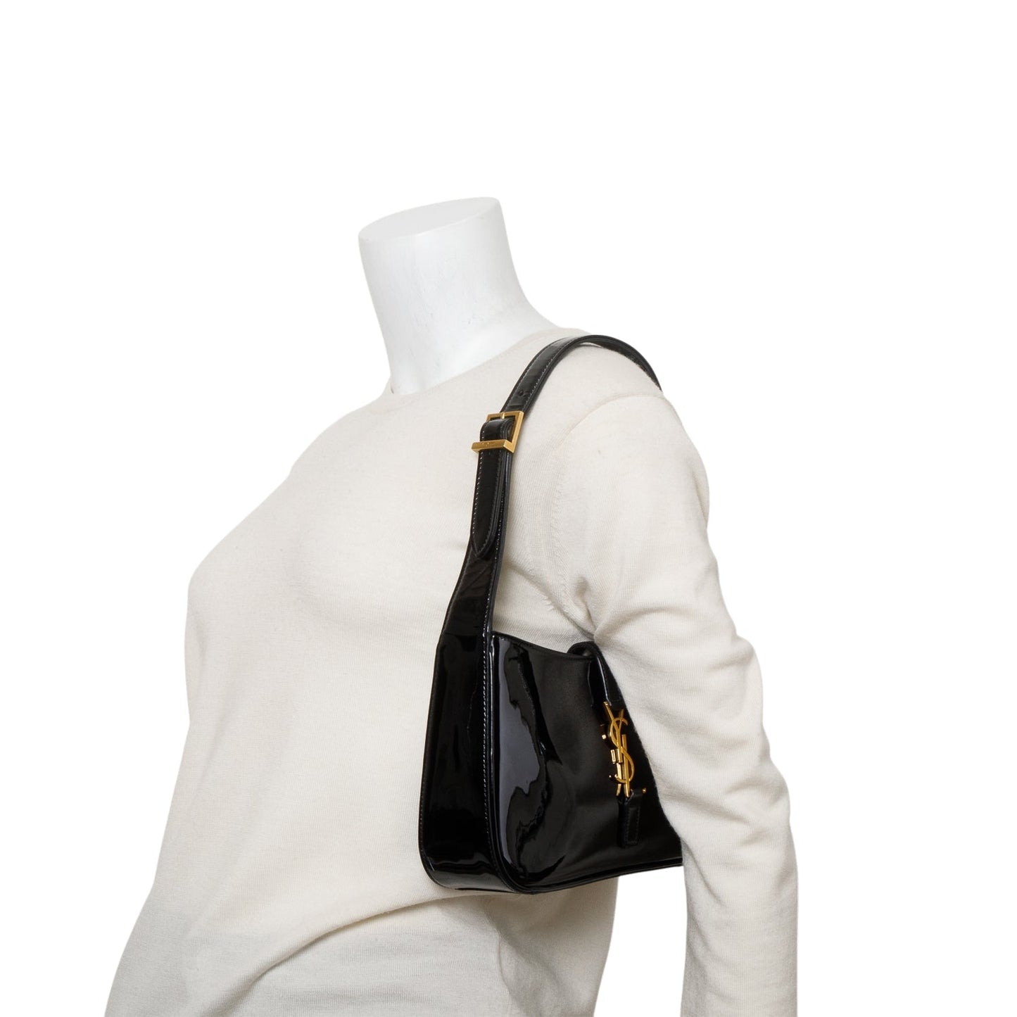 YSL Saint Laurent Patent Calfskin Le Hobo Black Shoulder Bag