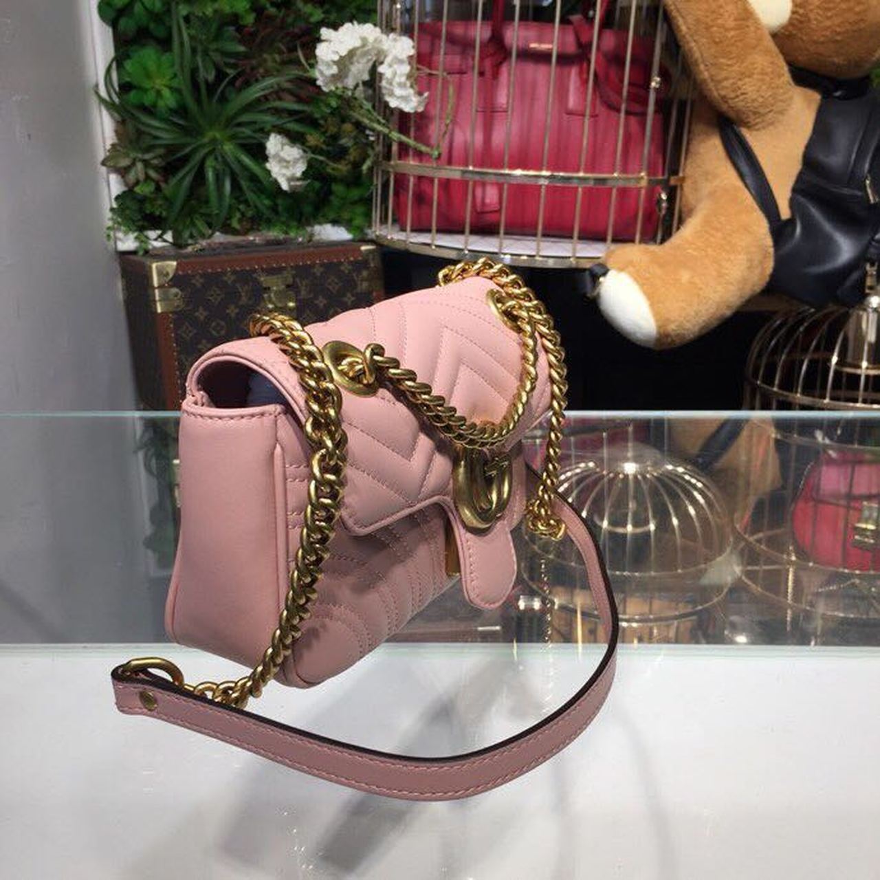 gg Marmont Matelassé Dusty Matelassé Pink Mini Bag 85In22Cm Beaunoirrbeaunoirr