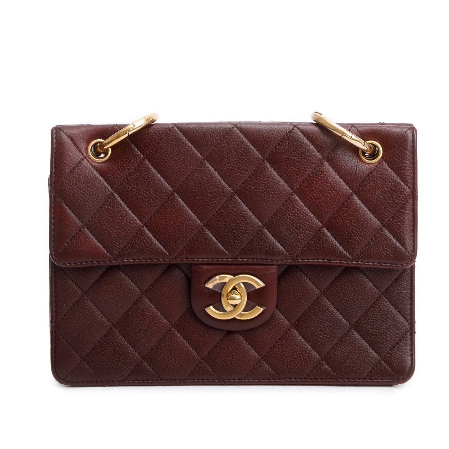 Chanel Burgundy Caviar Quilted Retro Class Travel Bag