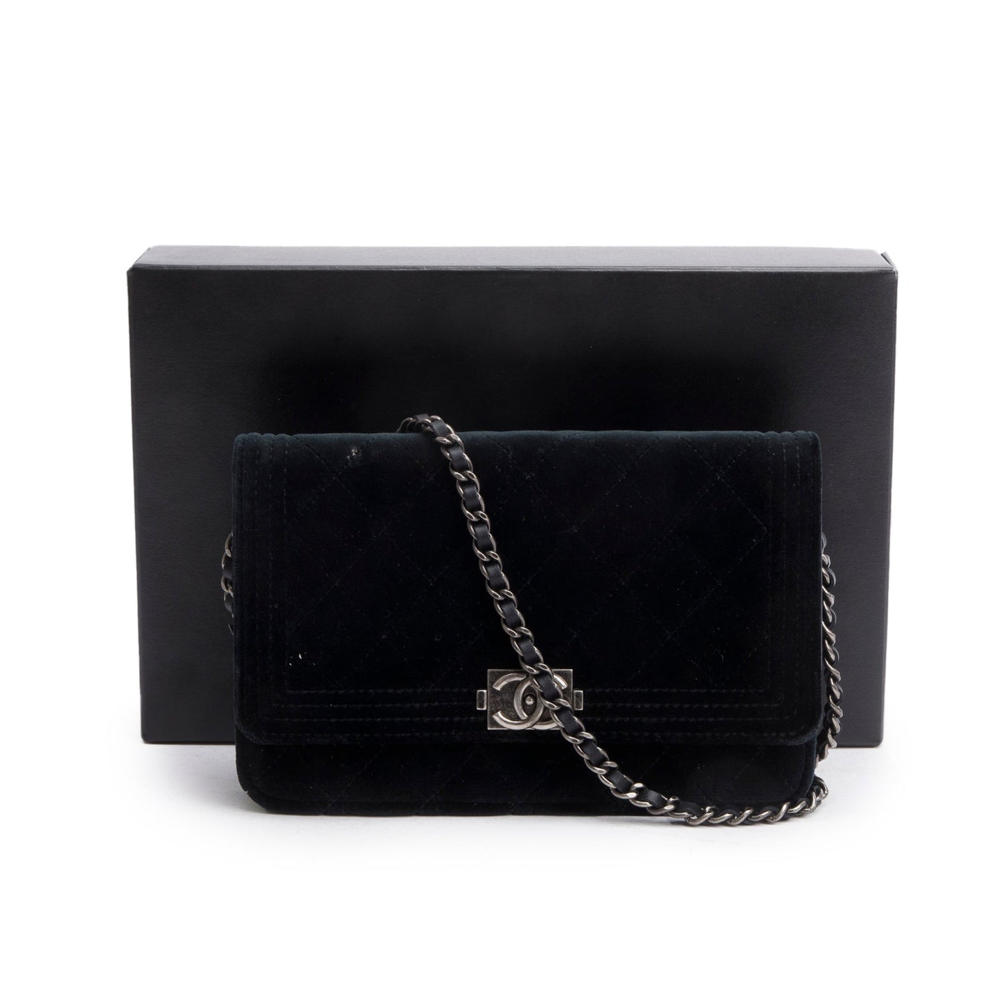 Louis Vuitton Chanel Quilted Velvet Boy on Black Wallet Case