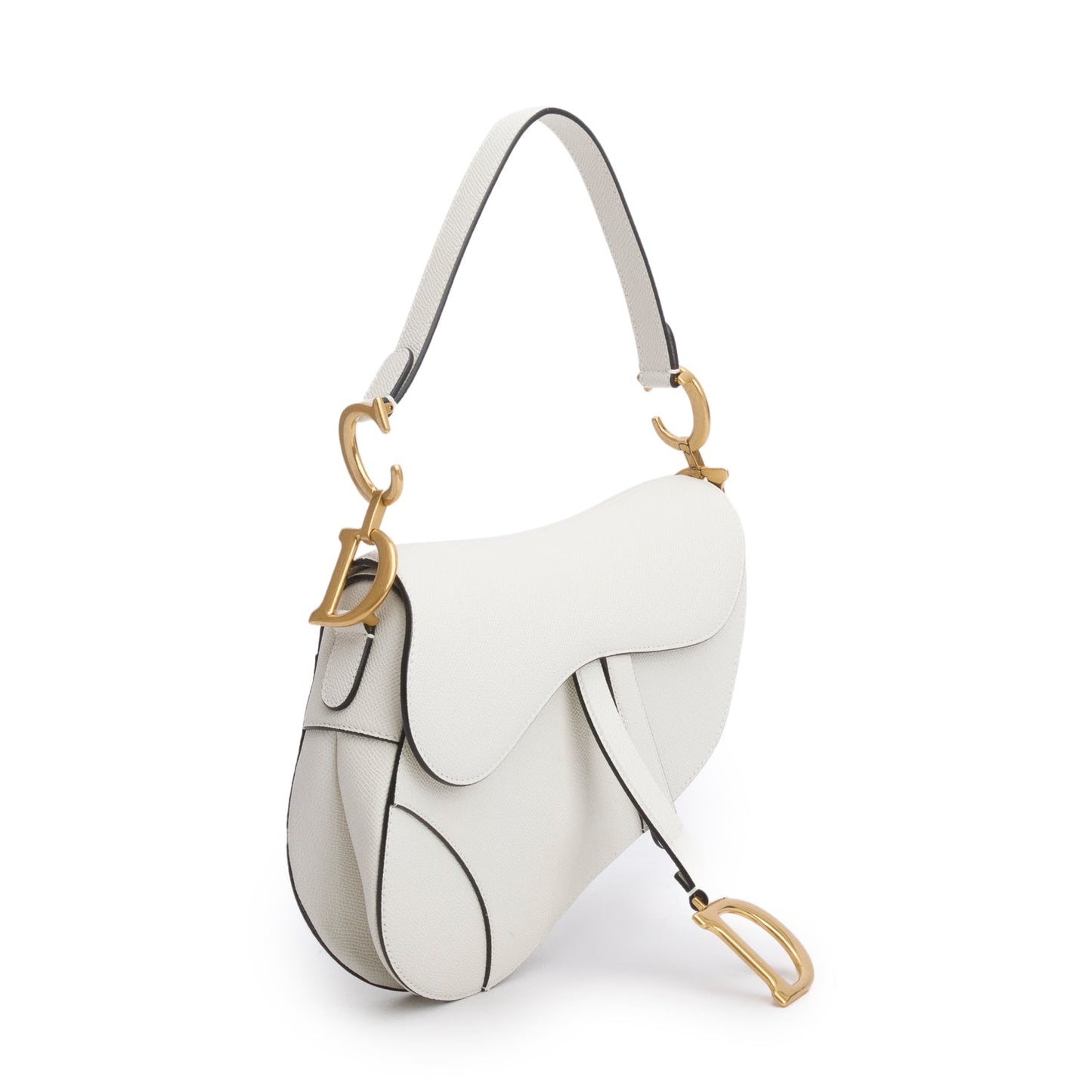 Dior Christian Grained Calfskin Saddle Bag Cream Travel Bag