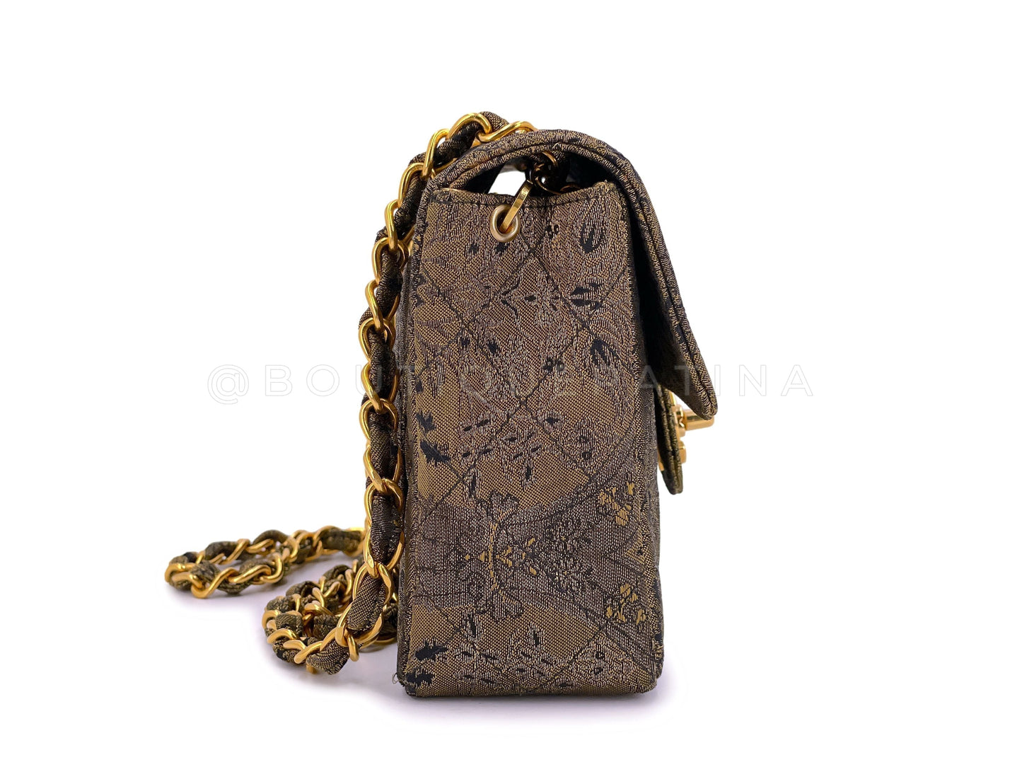 Chanel Bronze Brocade Square Mini Flap Bag 24K Ghw