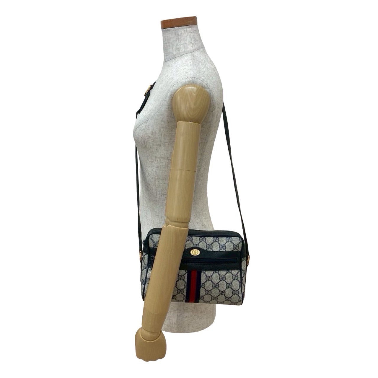 Gucci Sherry line Leather Navy Shoulder Bag 4