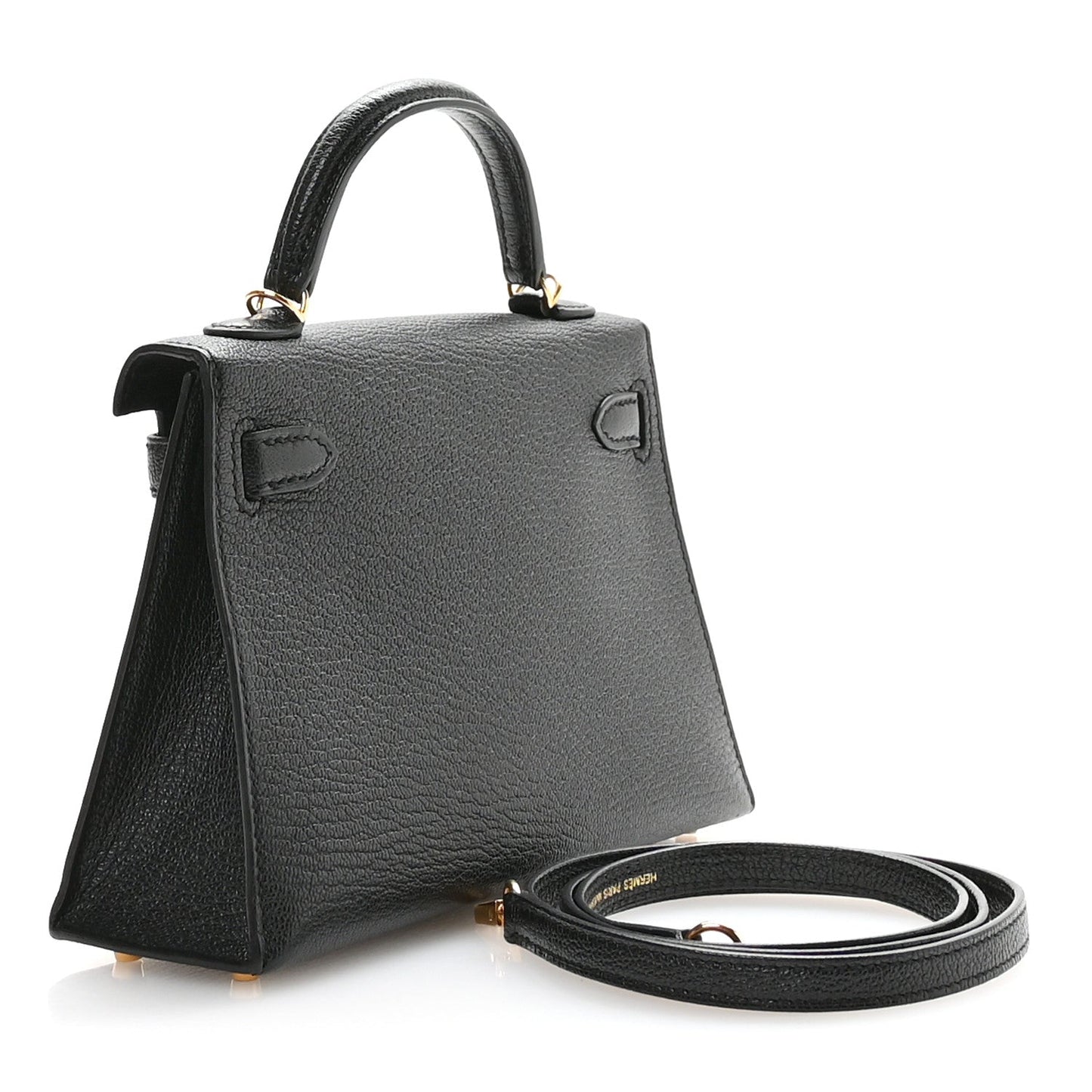 Hermes Chevre Mysore Horseshoe Kelly Sellier Handbag Black Mini Shoes