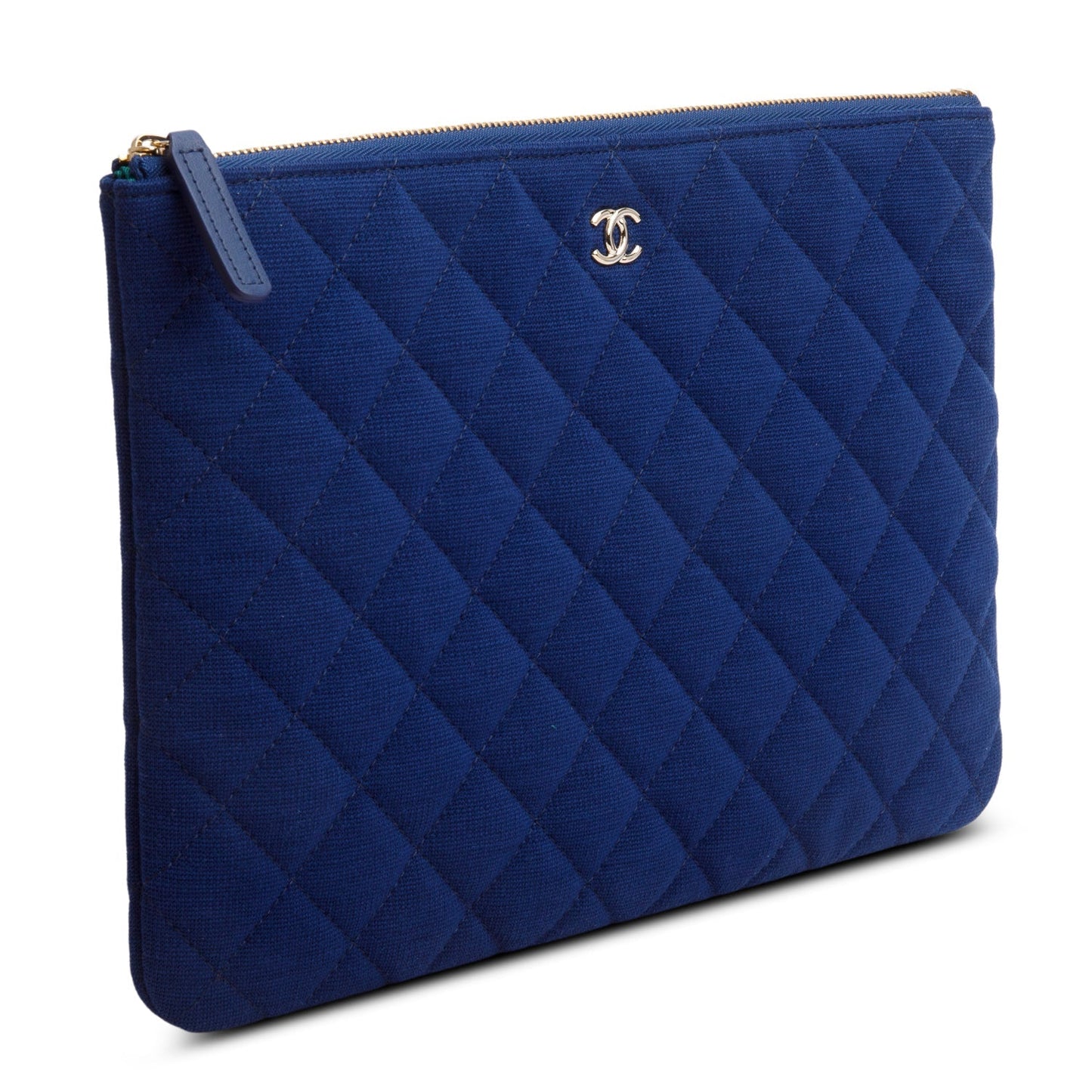 Chanel Quilted Jersey Cosmetic Blue Travel Bag
