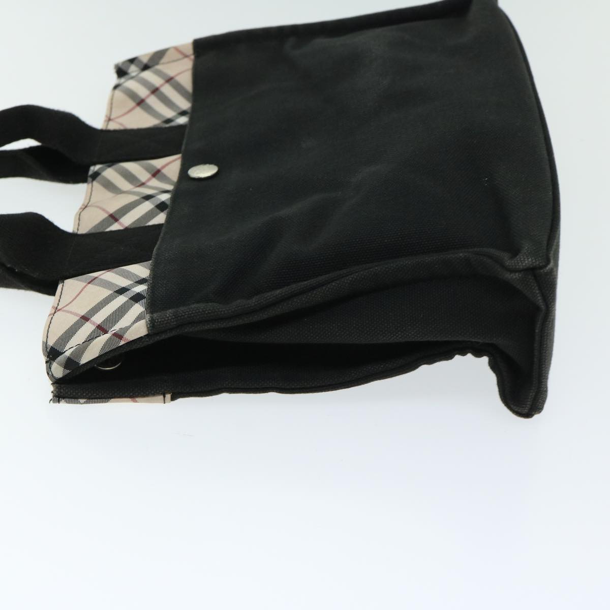 Burberry Luxury ss Nova Check Hand Bag Auth Canvas Black Beige Travel Bag