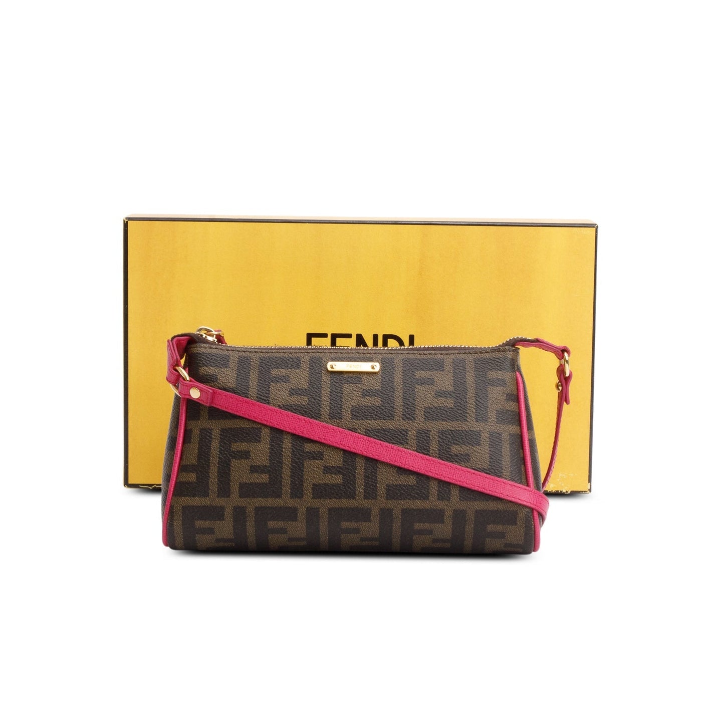 Fendi Zucca Ff Crossbody Pochette Canvas Crossbody Bag
