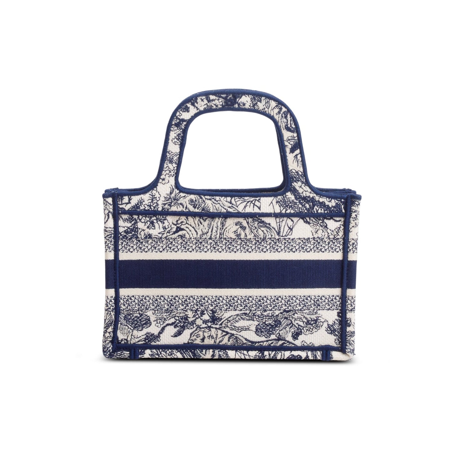 Dior Christian Embroidered Mini iviera Toile De Jouy Canvas Blue Tote Bag