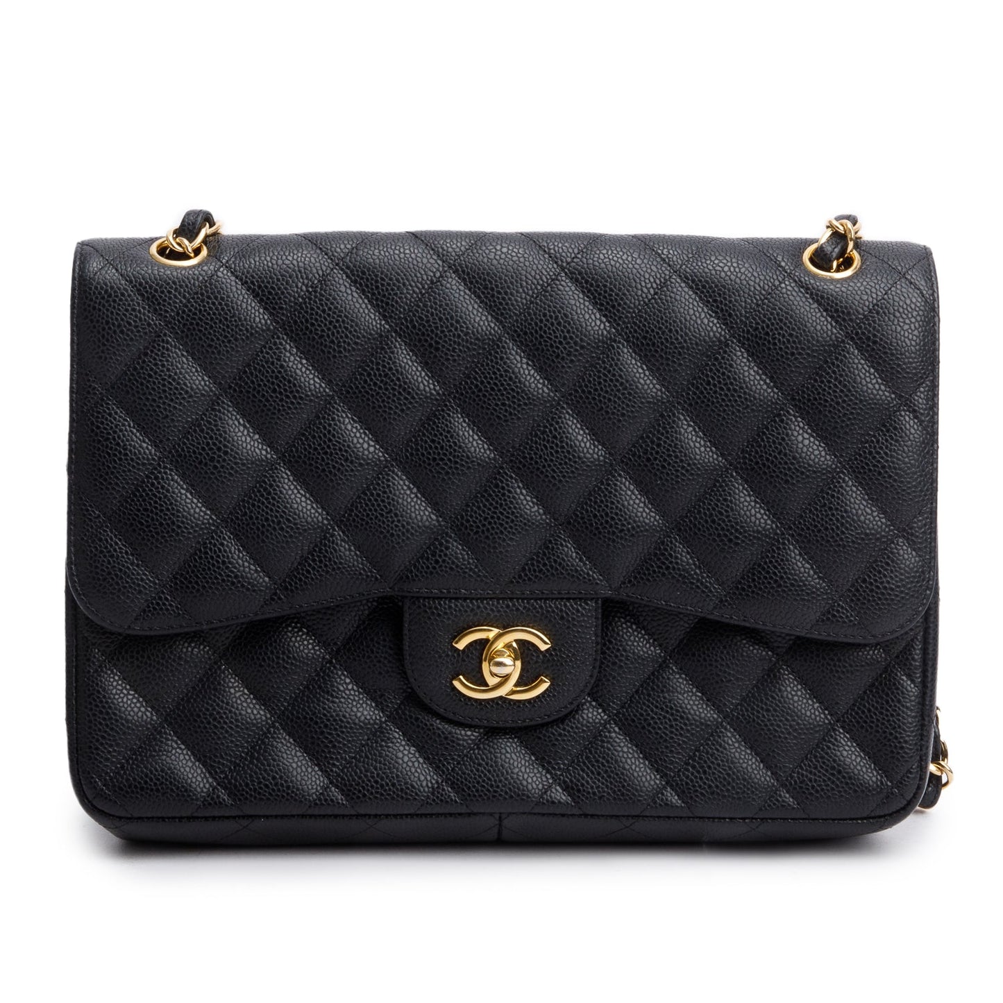 Chanel Caviar Jumbo Classic Double Flap Black Travel Bag Authenticity Card