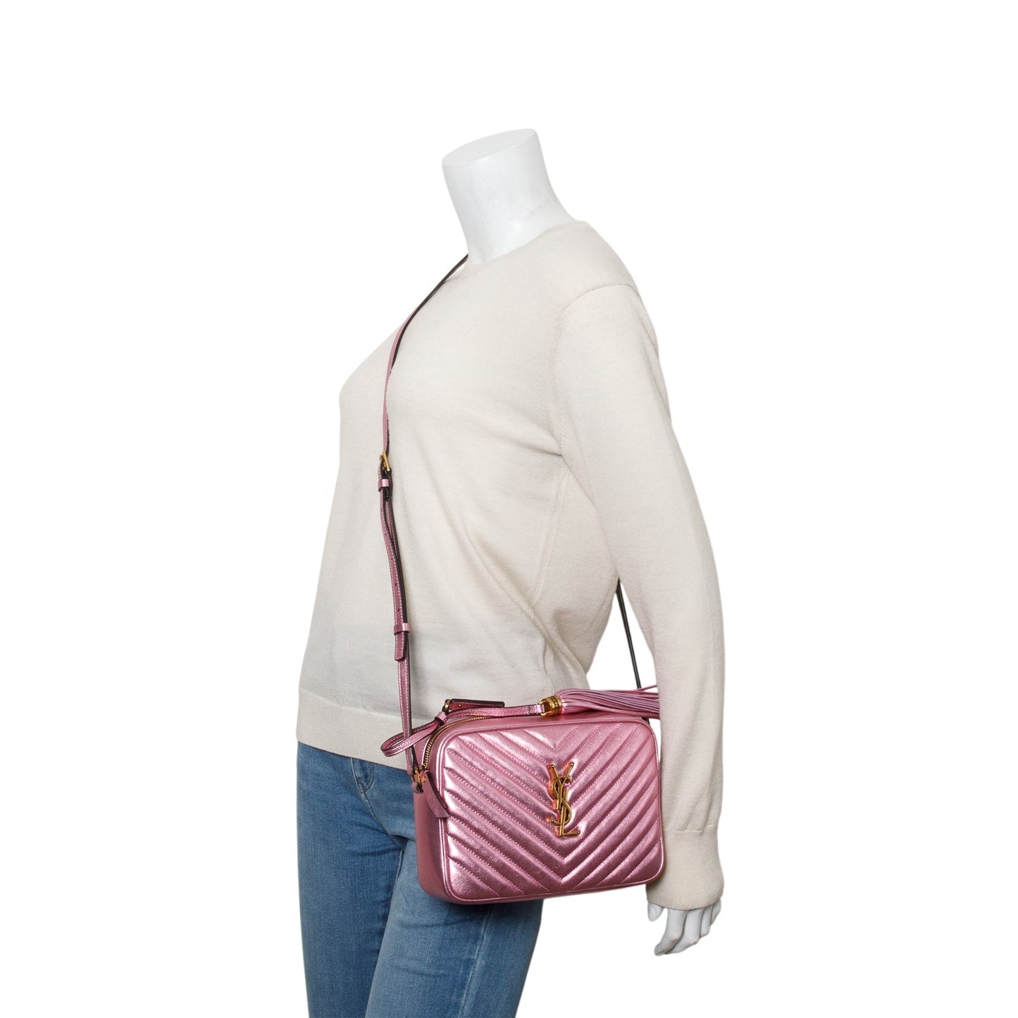 YSL Saint Laurent Metallic Lou Camera Bag Leather Quilted Crossbody Bag