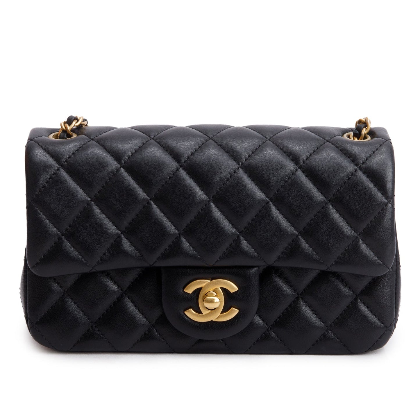 Chanel Quilted Pearl Crush Rectangular Flap Lambskin Black Travel Bag