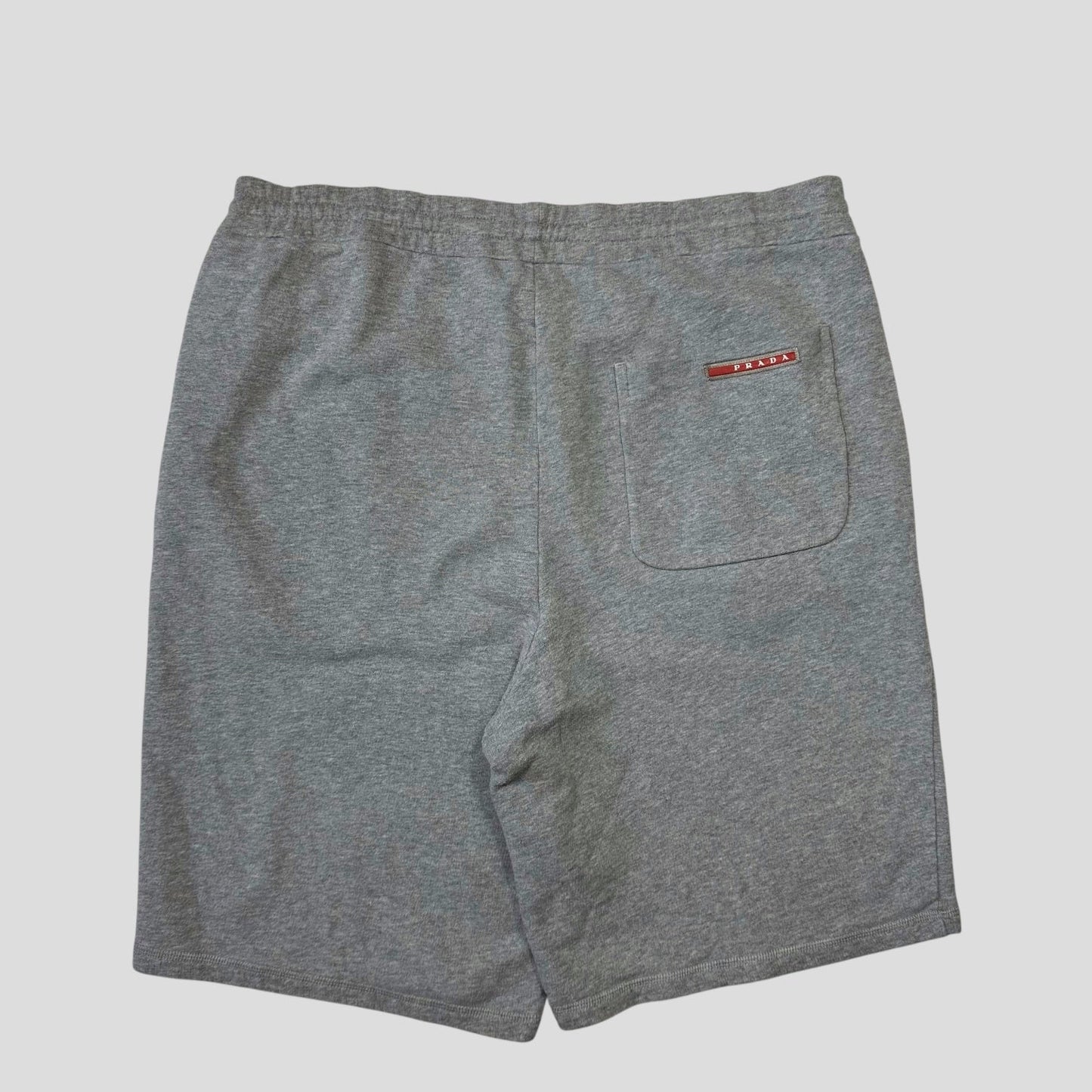 Prada Handbag Milano Tab Baggy Grey Cotton Shorts - Red Gray
