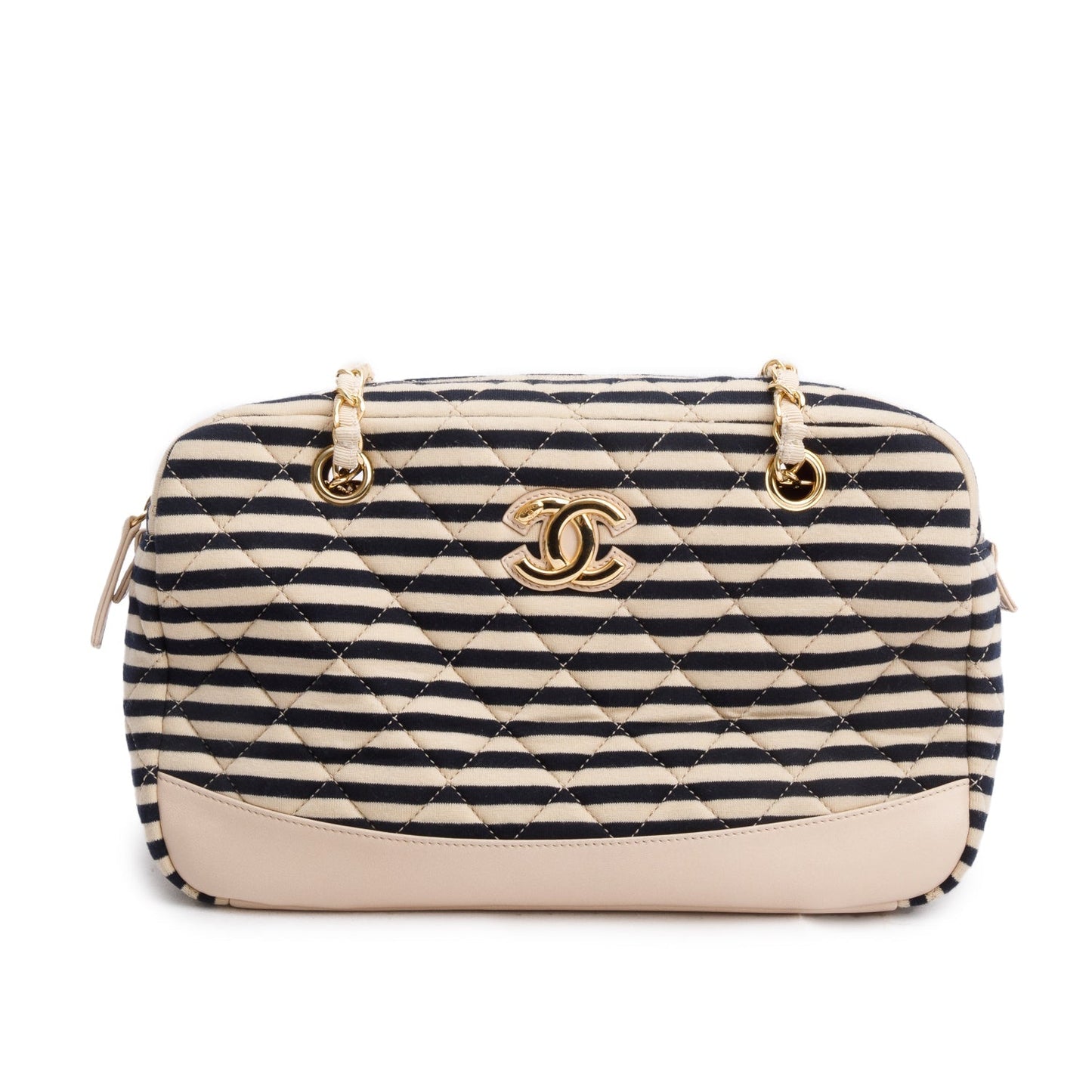 Chanel & Quilted Jersey Coco Sailor Black Beige Travel Bag Authenticity Card