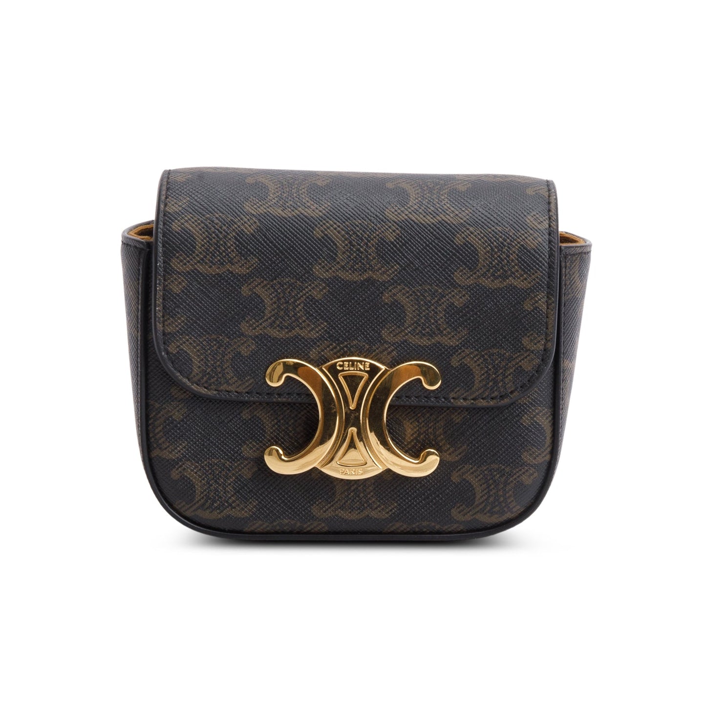 Celine Triomphe Calfskin Claude Handbag Canvas Mini Travel Bag
