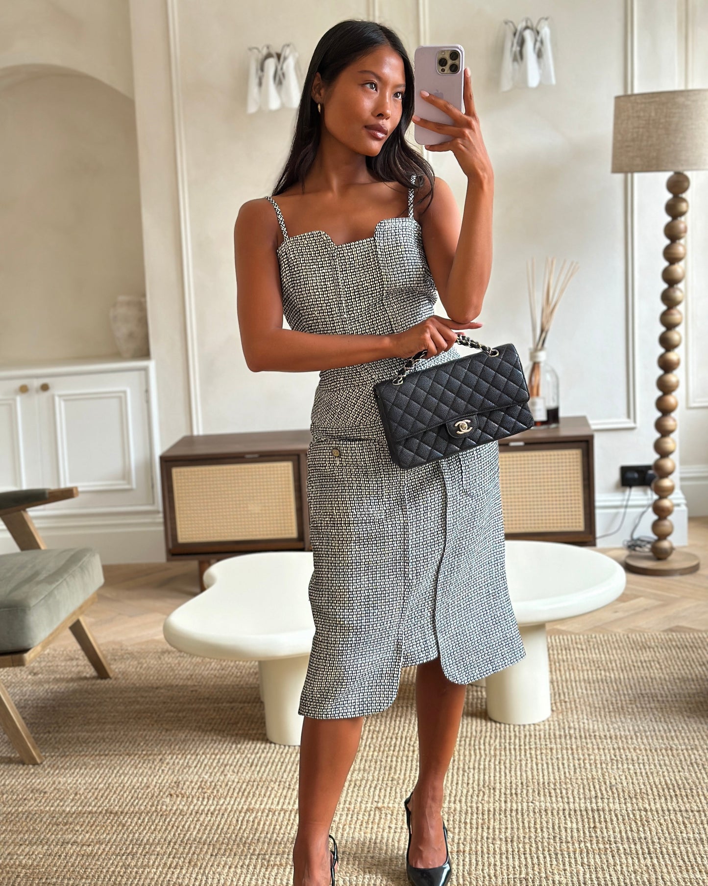 Chanel Medium Black Classic Double Flap Bag In Caviar Leather With Silver Hardware