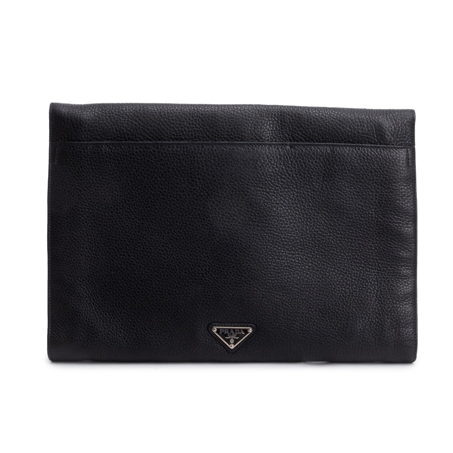 Prada Vitello Daino Document Clutch Handbag Black Clutch Bag