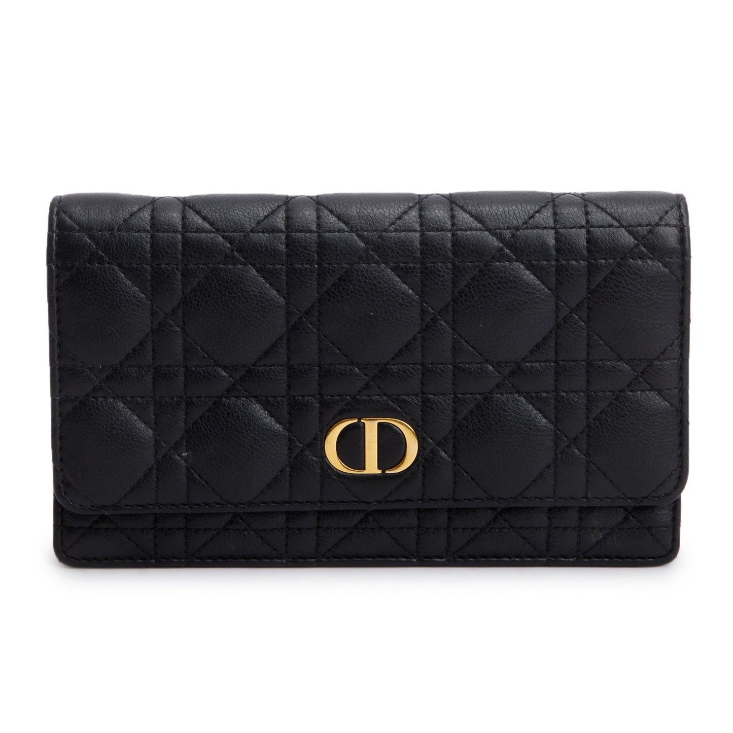 Dior Christian Supple Calfskin Caro Pouch Handbag Black Travel Bag