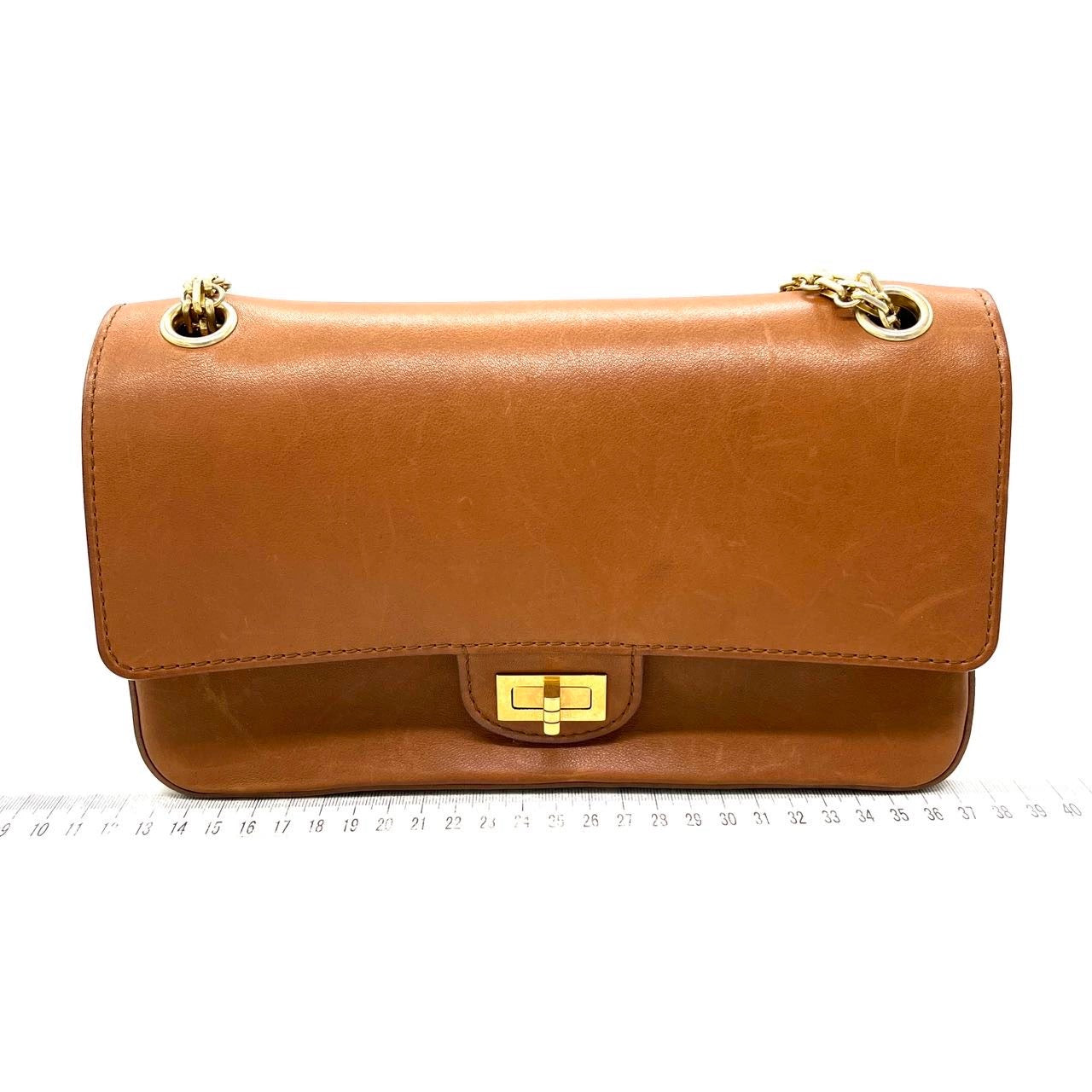 Chanel Nude Medallion 2.55 Reissue Calfskin Double Brown Gold Shoulder Bag Gold Chain