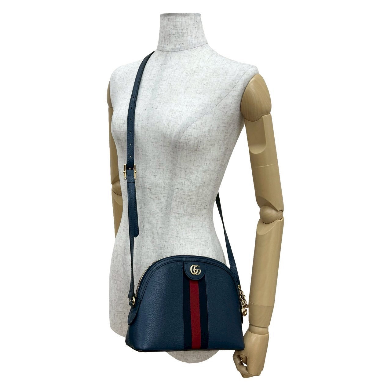 Gucci Sherry line Ofidia Leather Navy Shoulder Bag