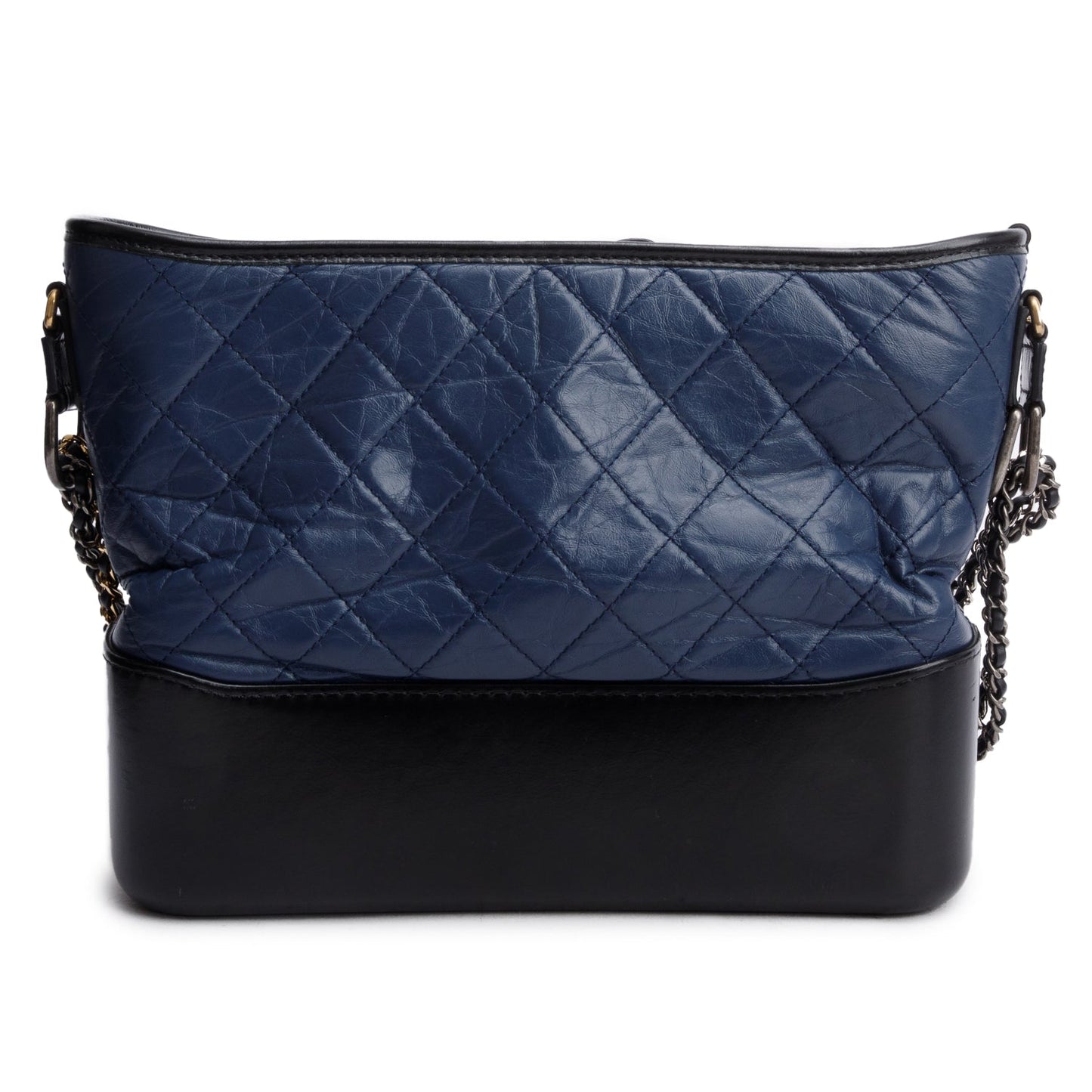 Chanel & Aged Gabrielle Hobo Leather Calfskin Black Blue Travel Bag Authenticity Card