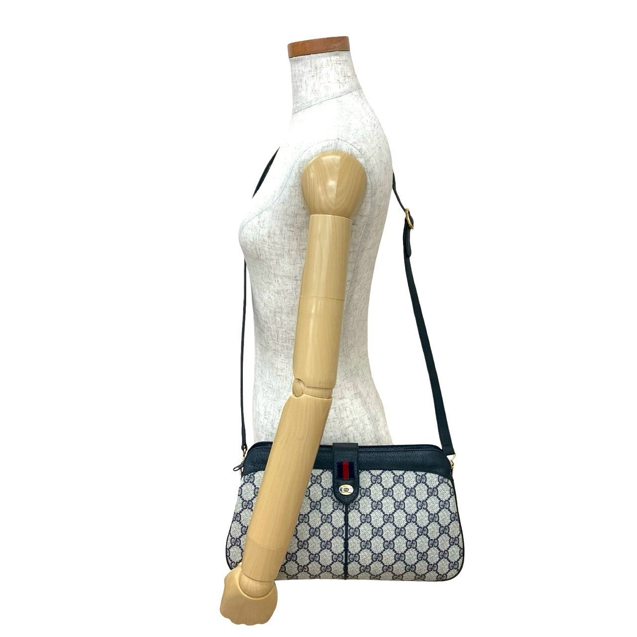 Gucci Sherry line Leather Navy Shoulder Bag 9