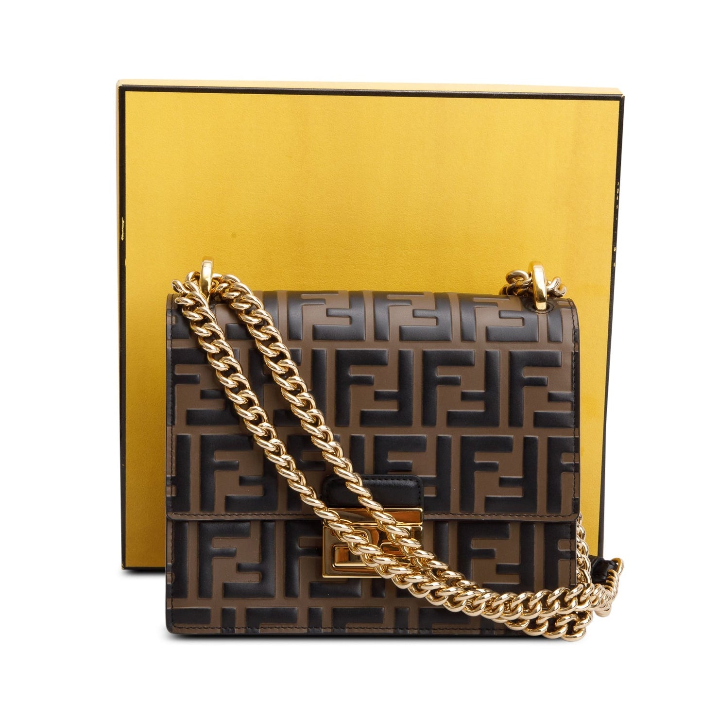 Fendi Vitello Liberty Bi Color Ff Embossed Kan Small Shoulder Bag