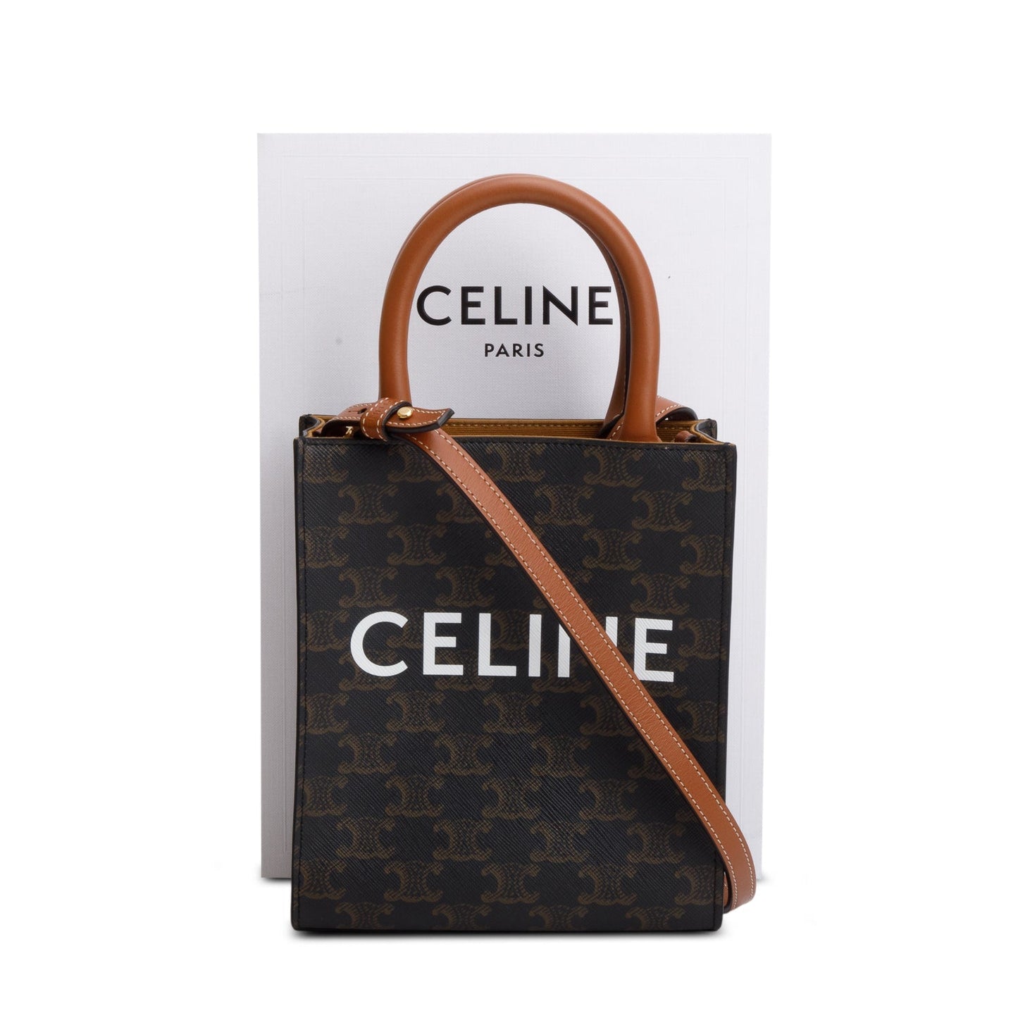 Celine Triomphe Vertical Cabas Tote Handbag Canvas Mini Tote Bag