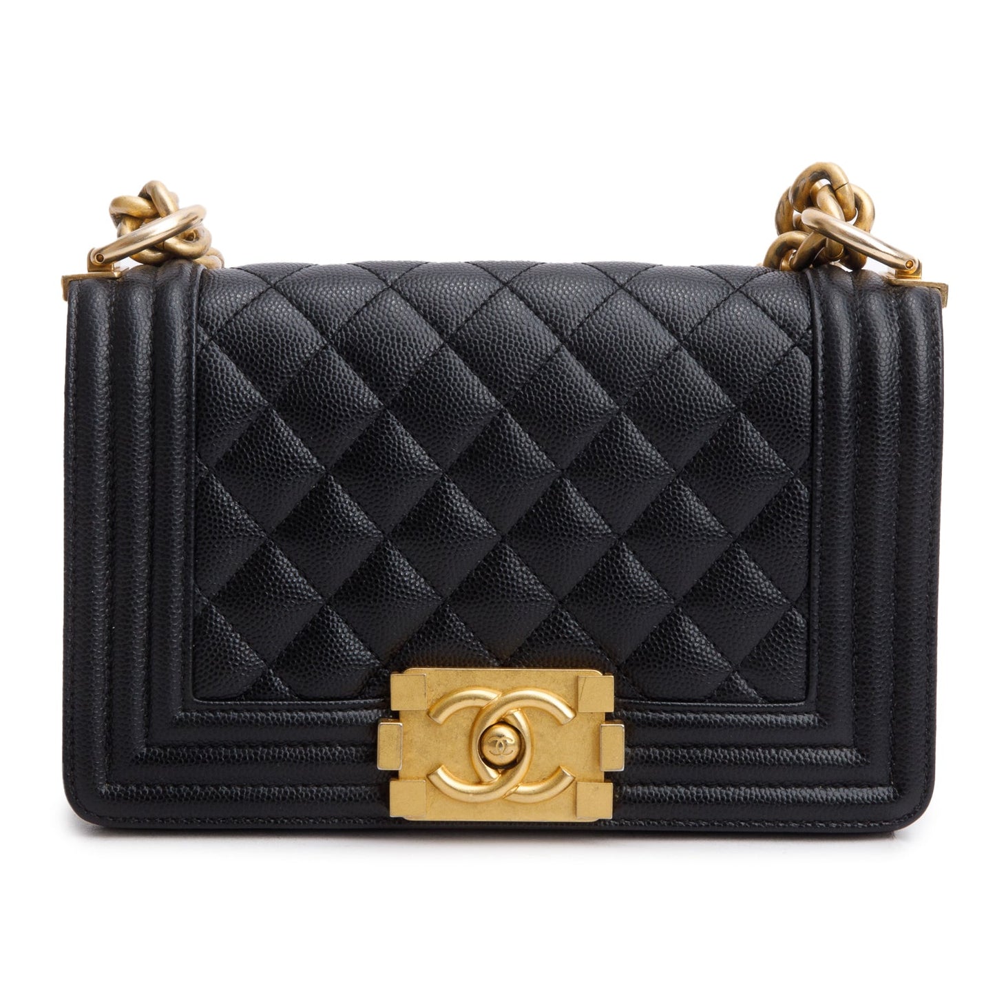Chanel Caviar Boy Leather Black Travel Bag W Receipt