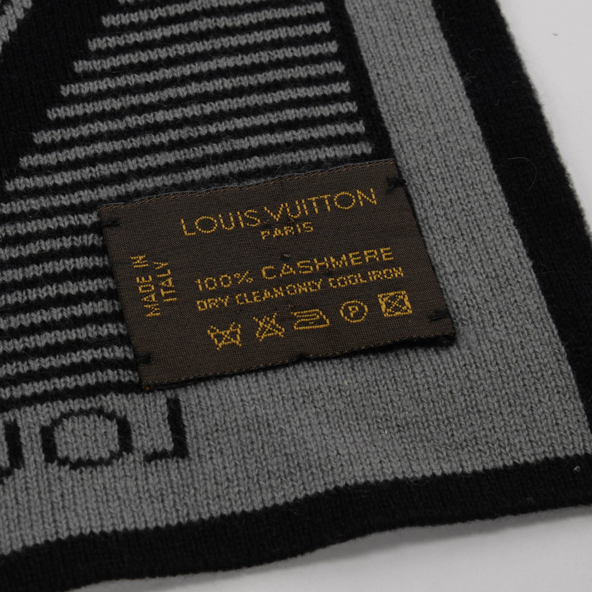Louis Vuitton Black & Grey Cashmere America's Cup Scarf
