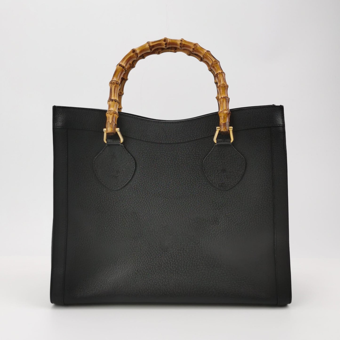 Gucci Diana Bamboo Top Handles Leather Calfskin Black Large Tote Bag