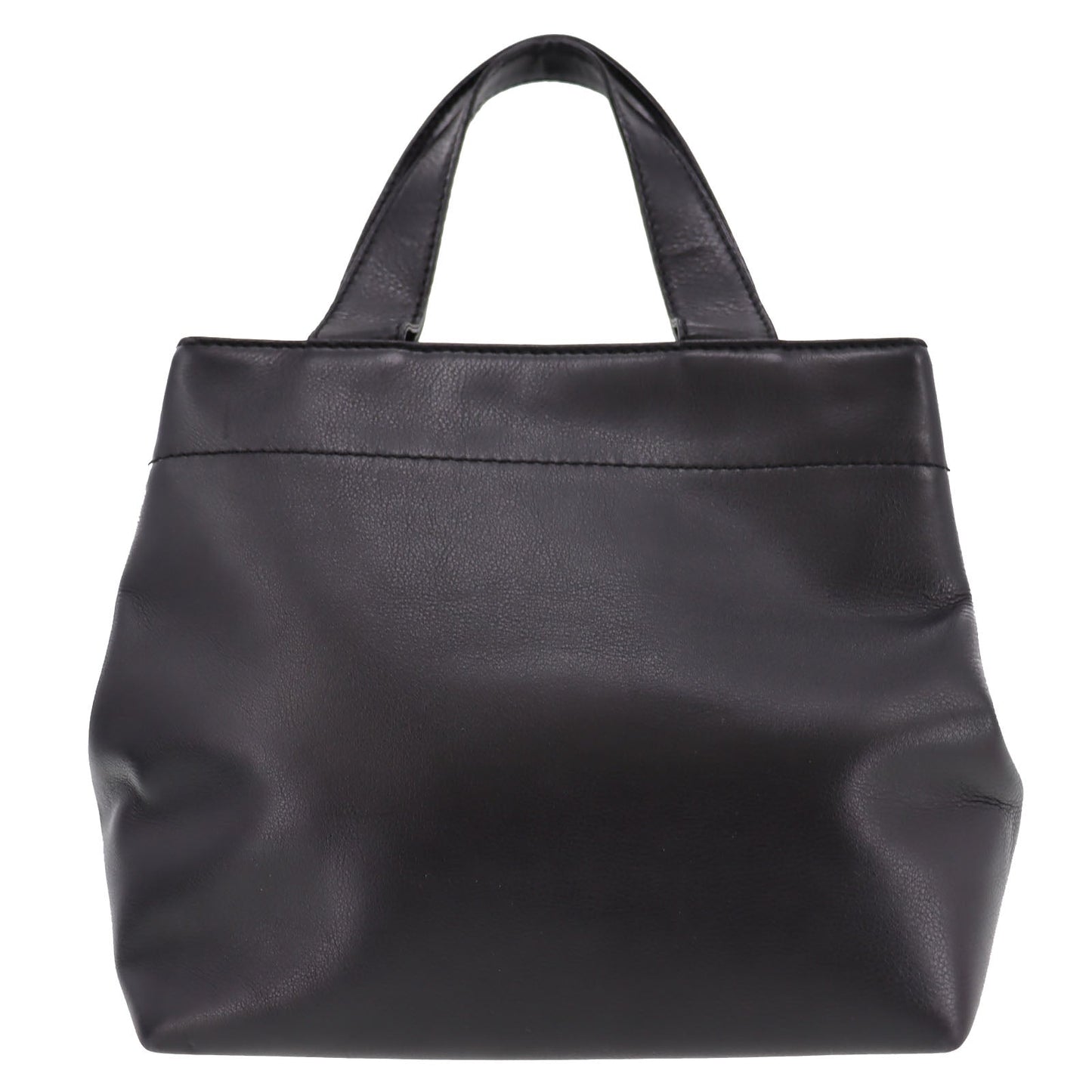 CHANEL CC Logo HandBag Black Leather #AH72