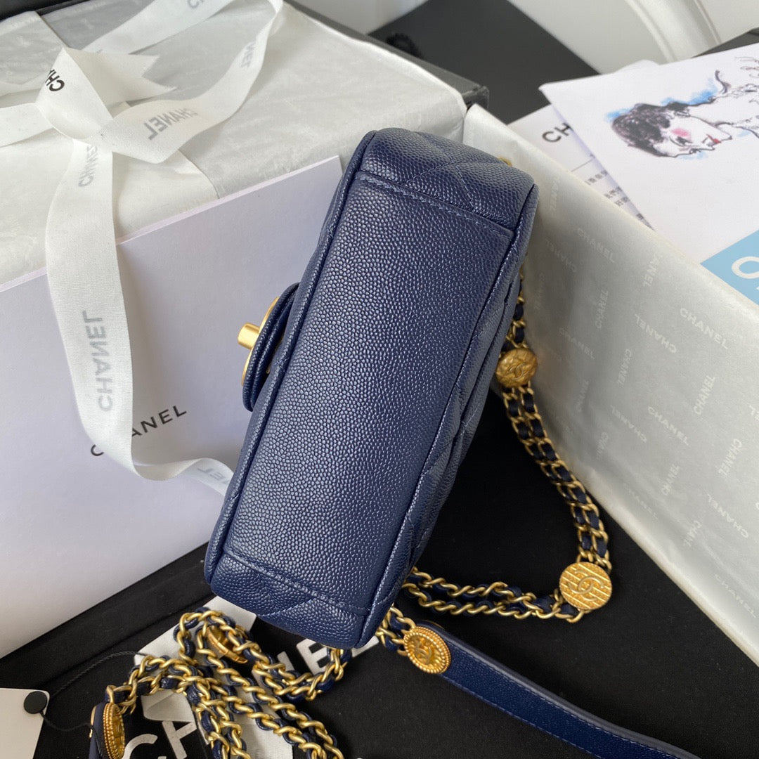 Chlmini Top Qualityap Bag With Top Handle Blue Gold Shoulder Bag