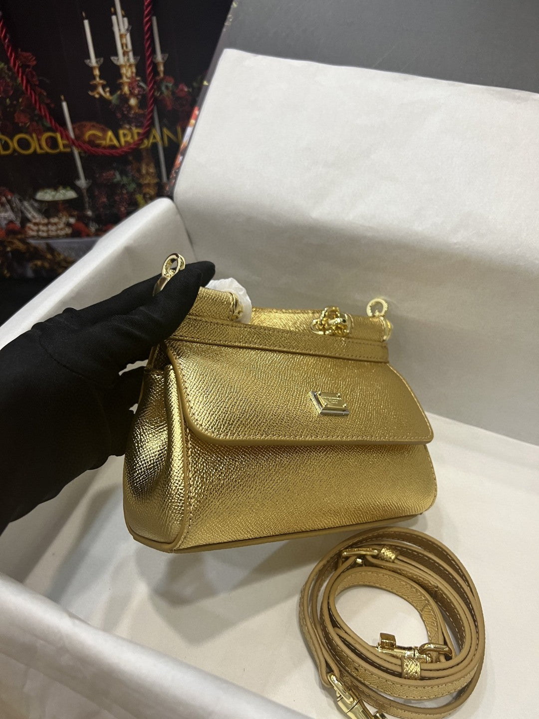 Sicily Dauphine Top Qualityã Gold Small Travel Bag
