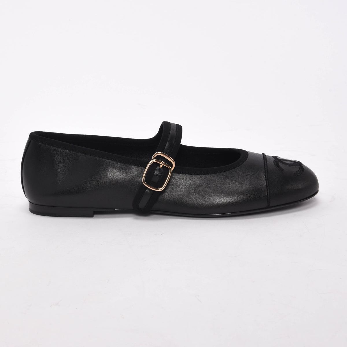 Chanel Black Lambskin CC Mary Jane Flats 38 for Women