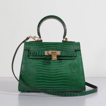 Hermes Luxury Kelly Cm Lizard Bag Leather Green Travel Bag