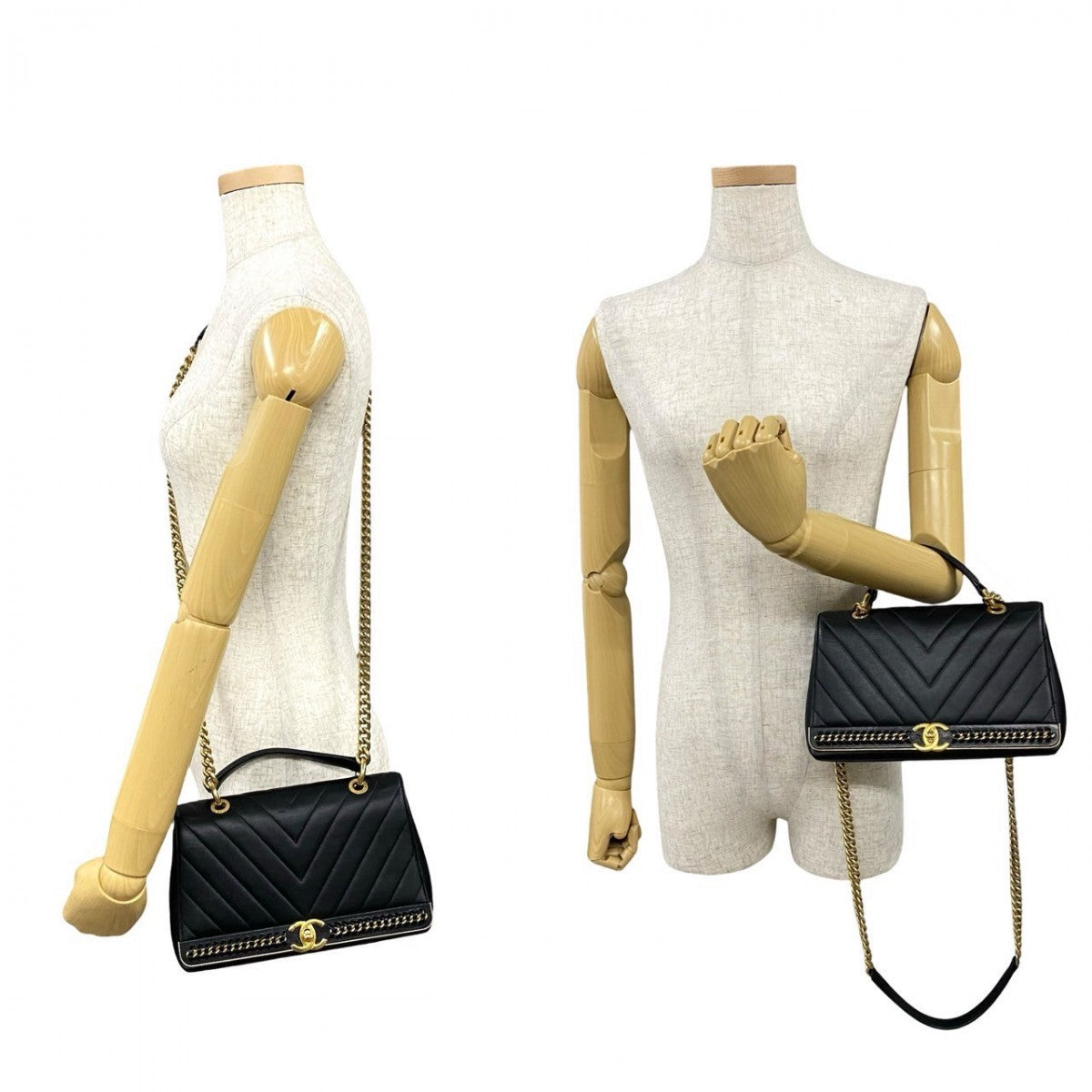 Chanel Vstitch Black Leather Shoulder Bag