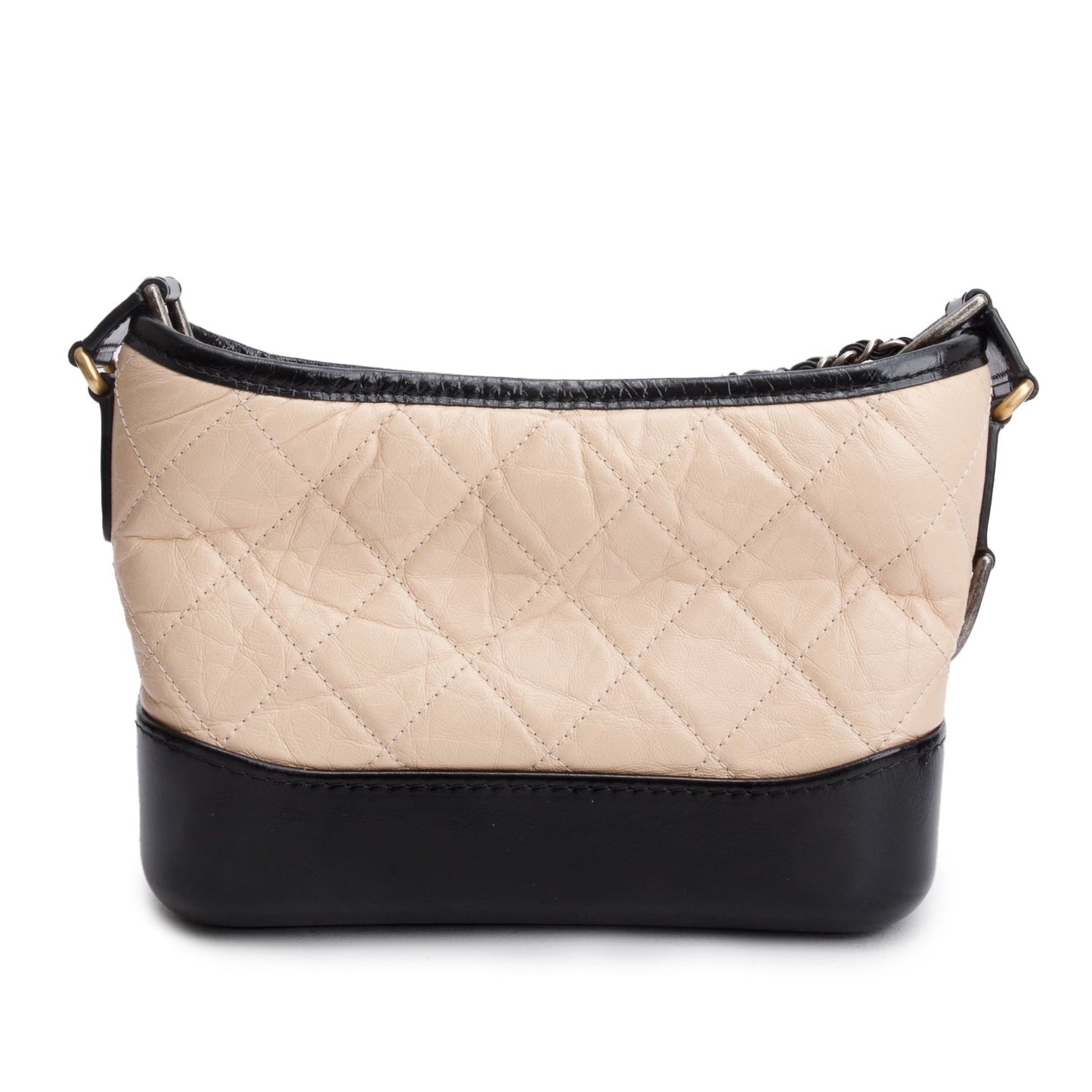 Chanel & Aged Gabrielle Hobo Leather Calfskin Black Beige Travel Bag 4