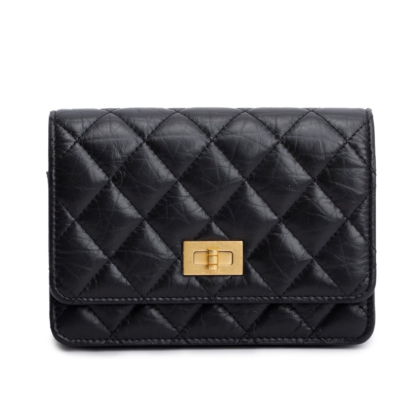 Chanel Aged Quilted Reissue on Lambskin Black Wallet Case