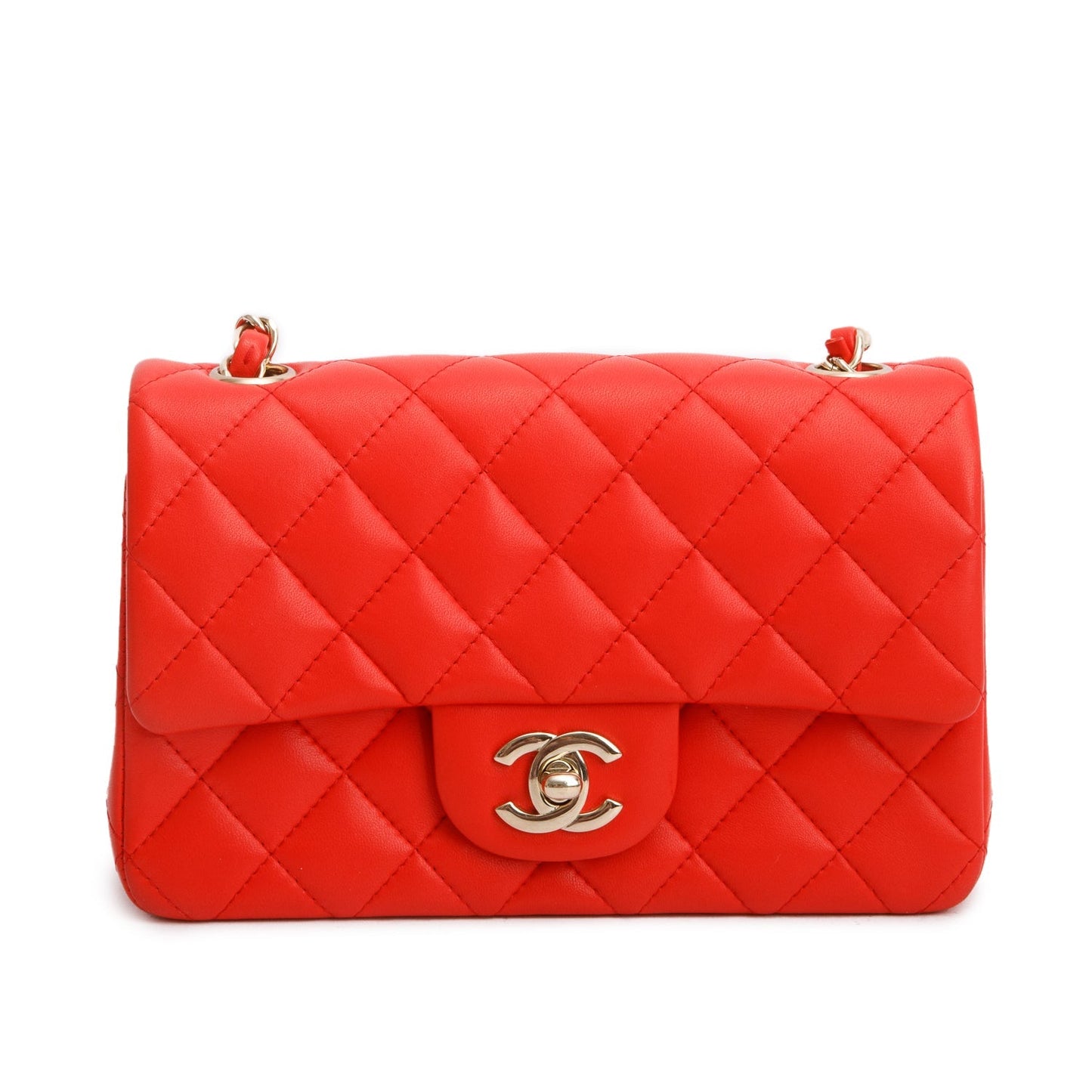 Chanel Quilted Rectangular Flap Lambskin Red Travel Bag