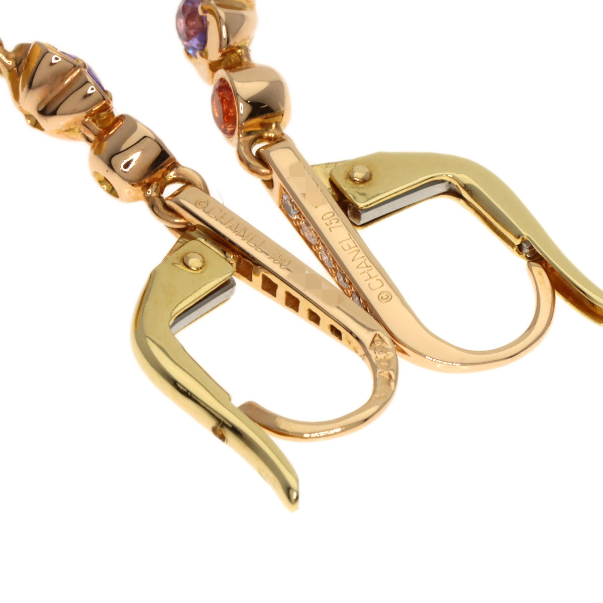 Chanel Pierce 18K Yellow Mademoiselle Citrine Sapphire Gold Jewelry