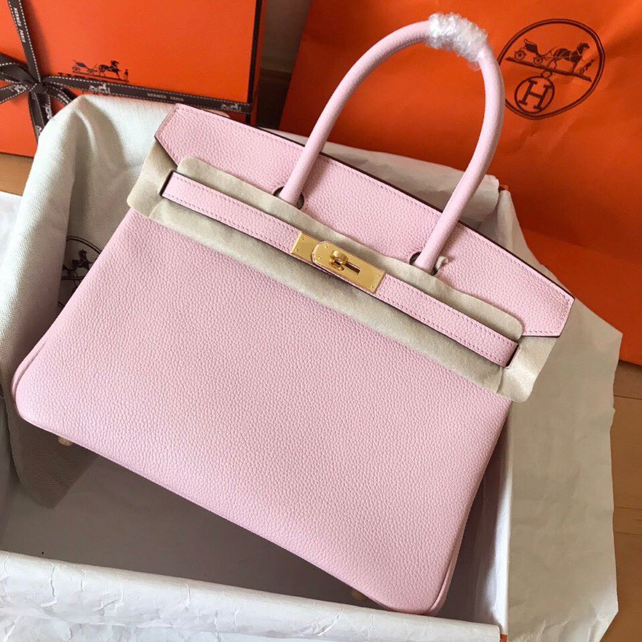 Top Quality Birkin Electric Rose Sakura 3Q Gold Travel Bag