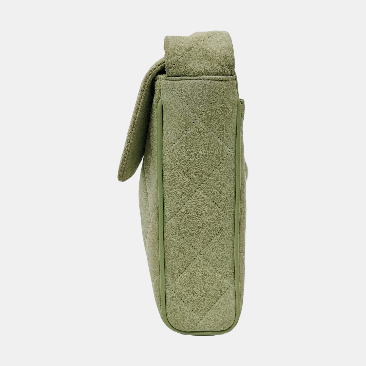 Chanel Flap Suede Green Small Leather Crossbody Bag