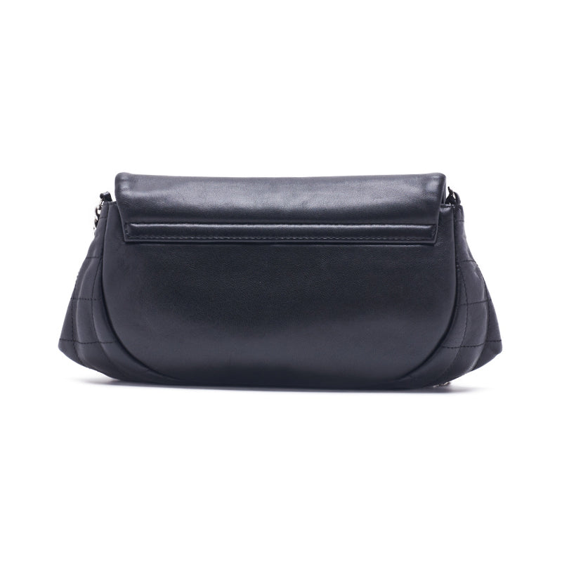 Chanel Coco Round Flap Chain Wallet Black (Silver G ) Wallet
