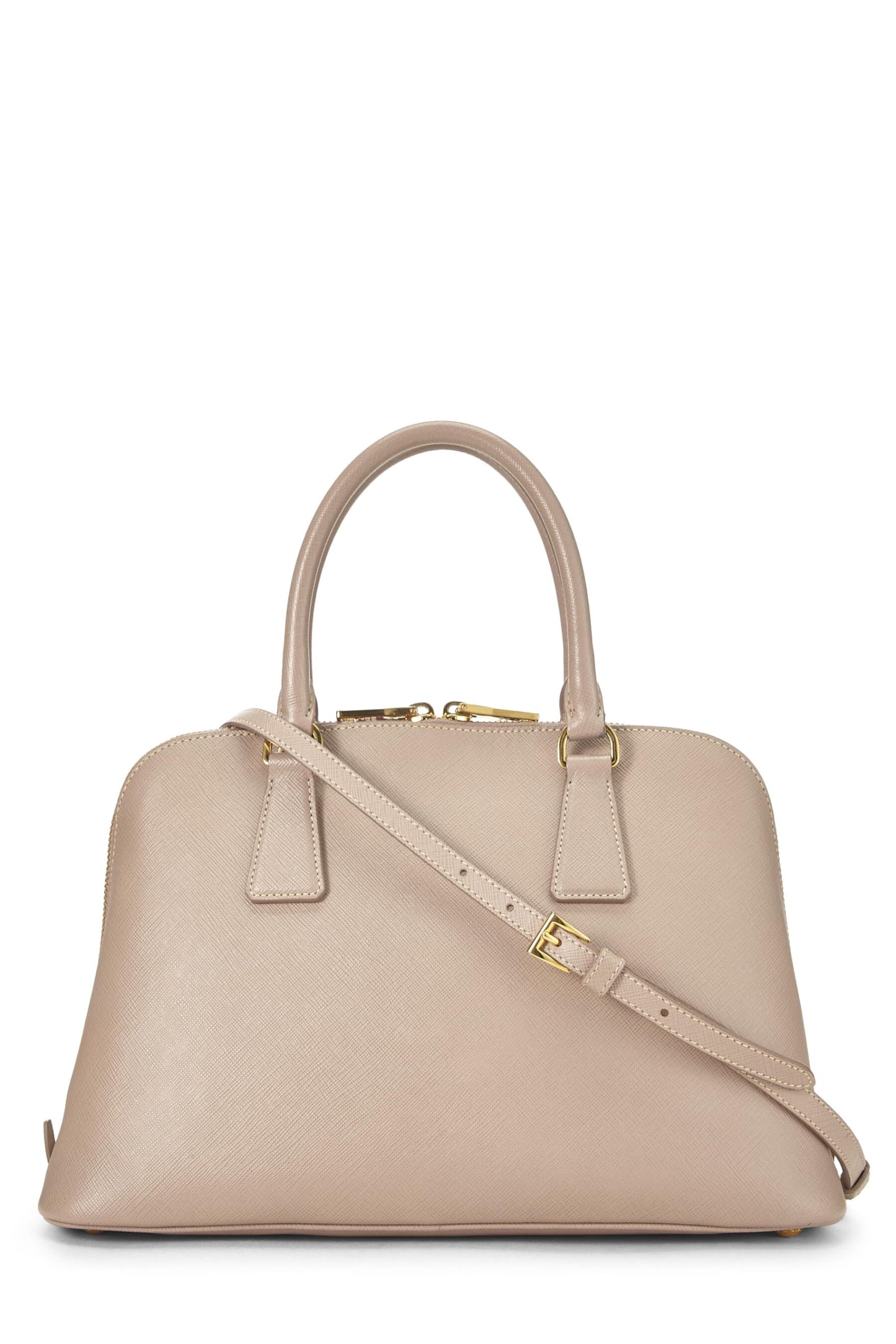 Prada Convertible Handbag Saffiano Beige Small Travel Bag