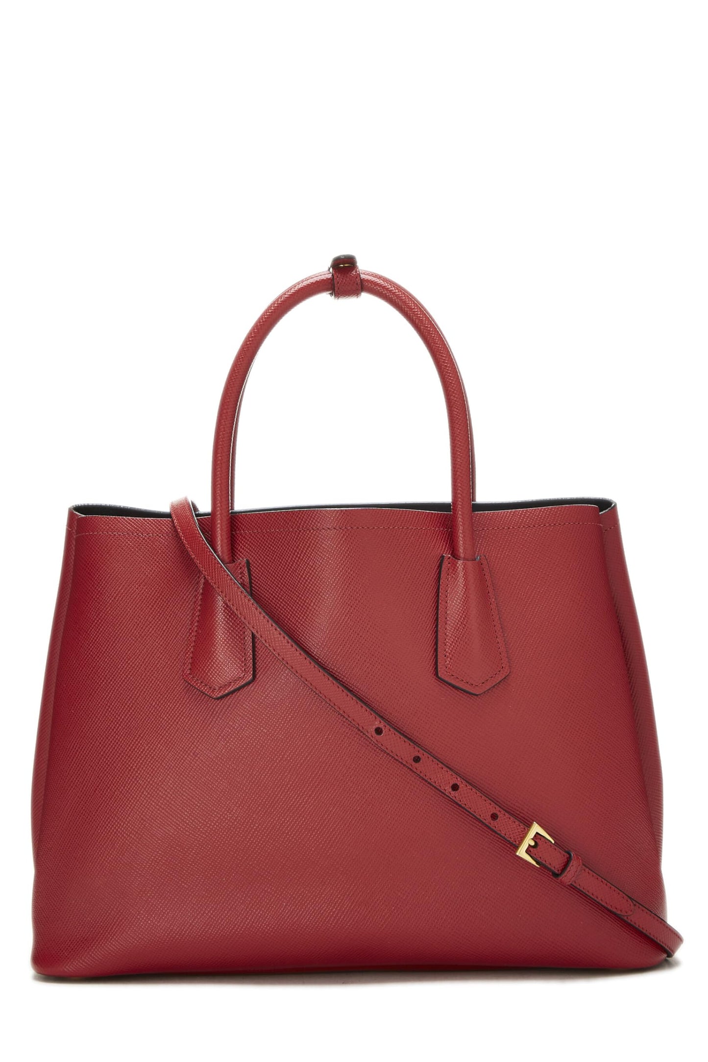Prada Cuir Double Tote Leather Saffiano Red Tote Bag