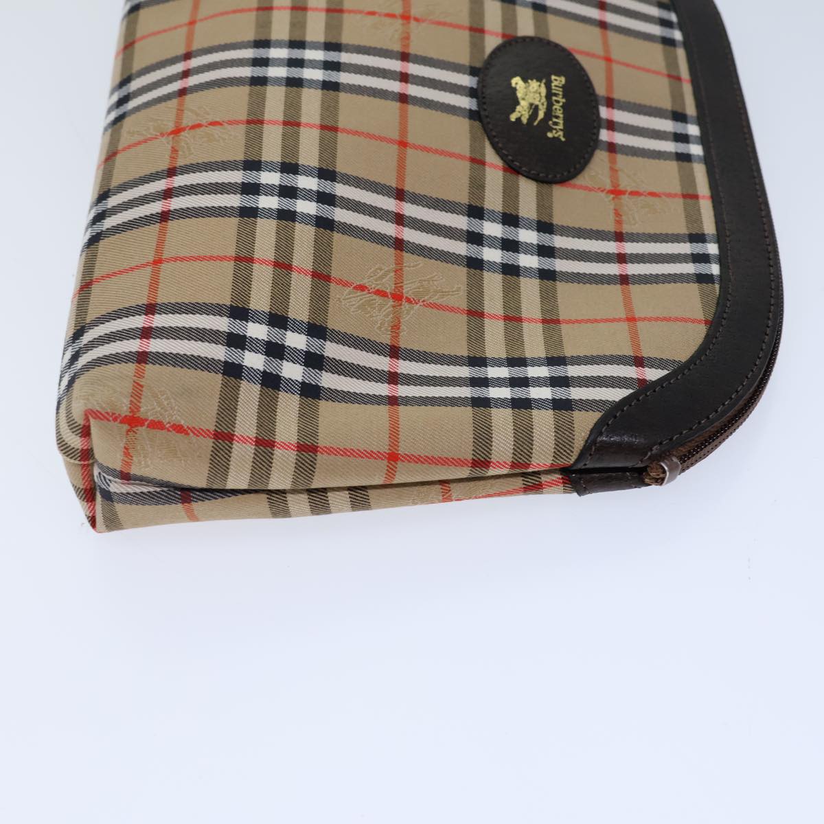 Burberry Luxury ss Nova Check Clutch Bag Auth Canvas Beige Beige Auth 72157