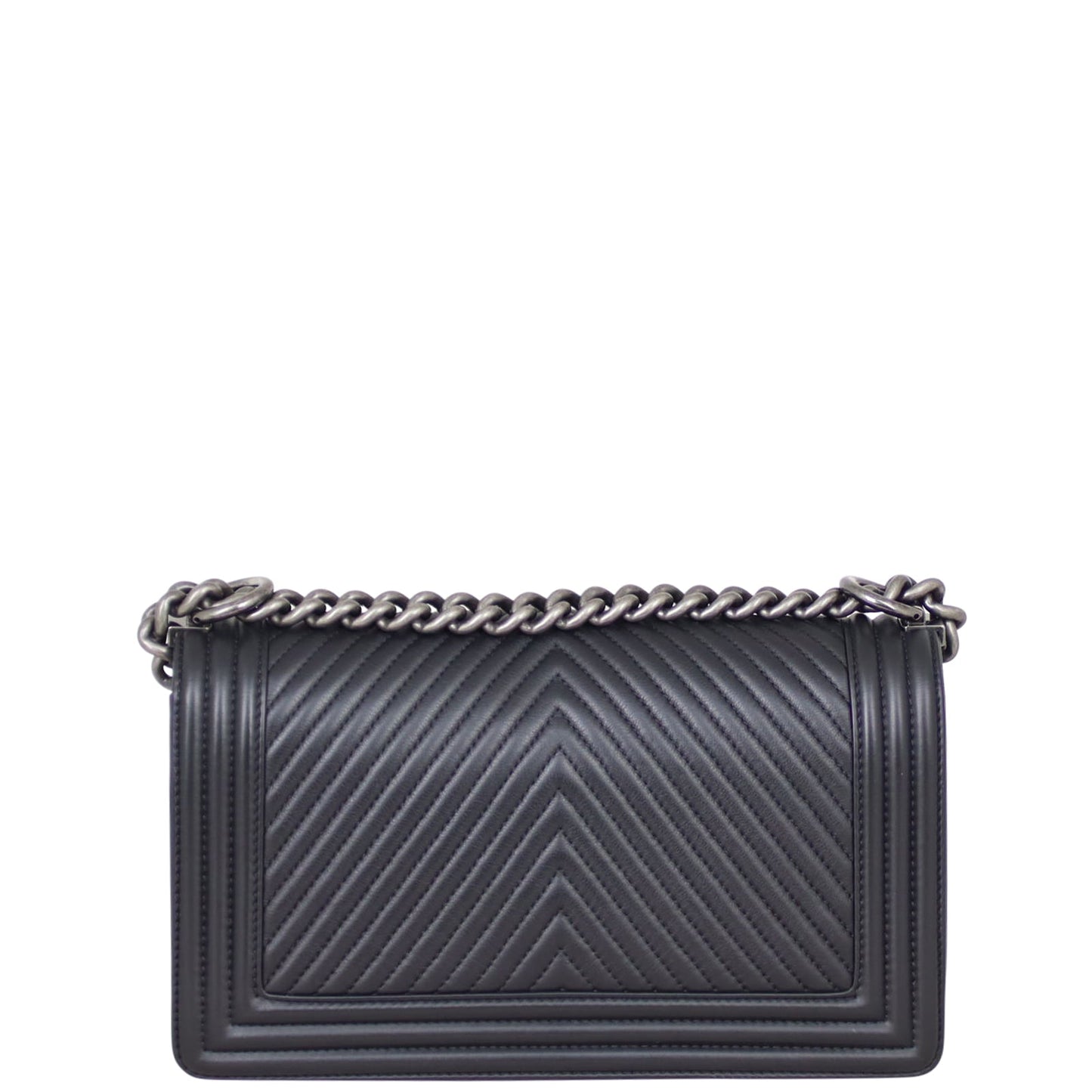 Chanel Boy Old Chevron Handbag Black Medium