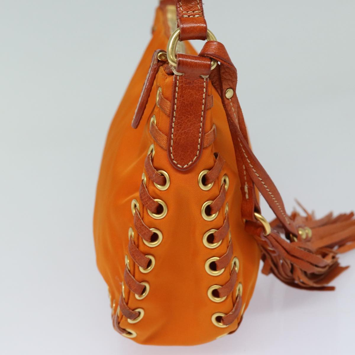 Prada Accessory Pouch Auth Luxury Handbag Nylon Orange Clutch Bag