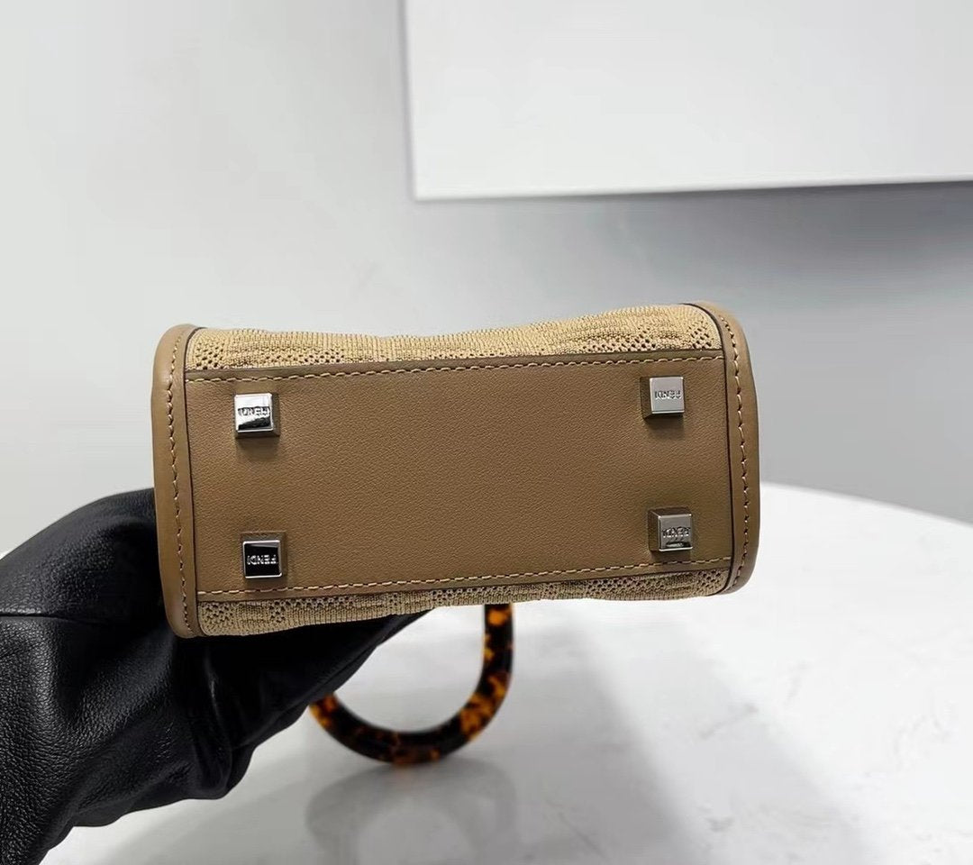 Fendi Top QualityTop Quality Sunshine Shopper Beige Mini FF Crossbody Bag