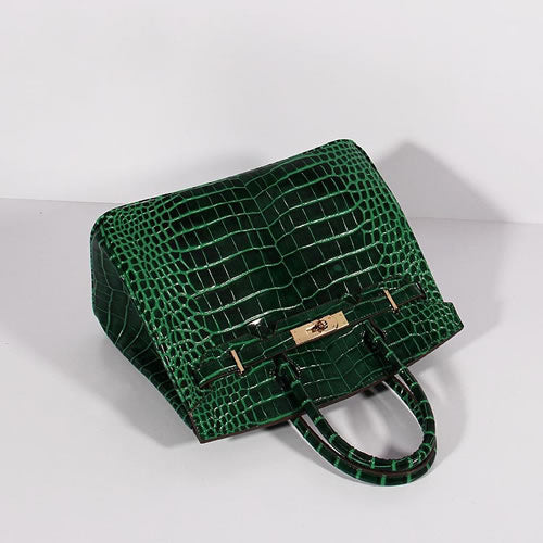 Hermes Luxury Birkin Cm Crocodile Bag With Strap Leather Green Travel Bag